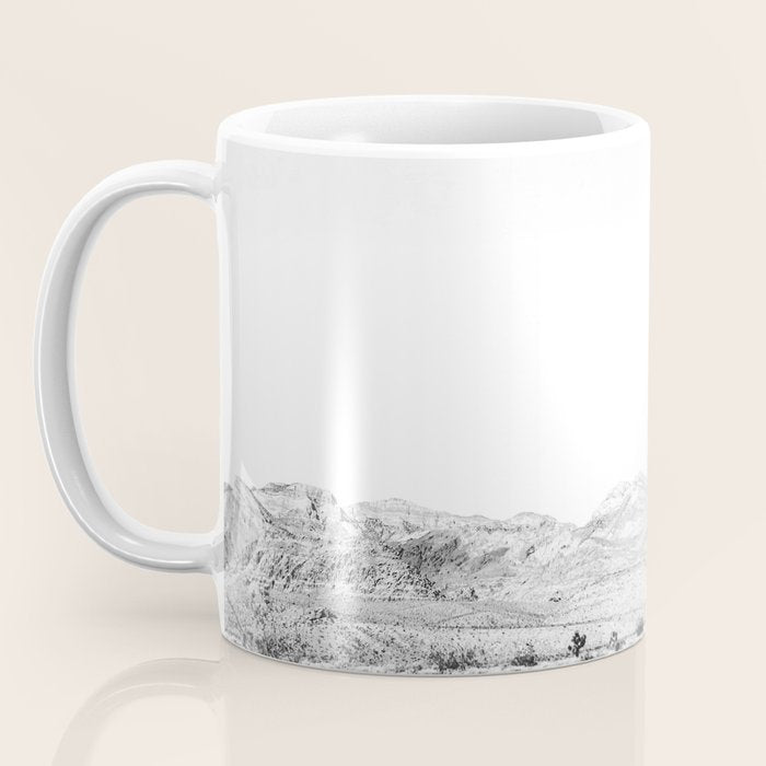 Vintage Desert Scape B&W // Cactus Nature Summer Sun Landscape Black and White Photography Coffee Mug Gallery Image 3