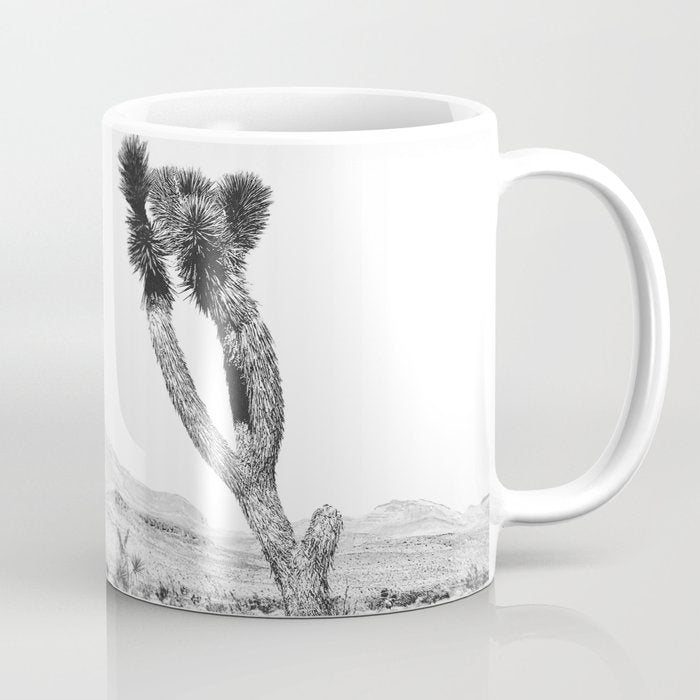 Vintage Desert Scape B&W // Cactus Nature Summer Sun Landscape Black and White Photography Coffee Mug Gallery Image 1