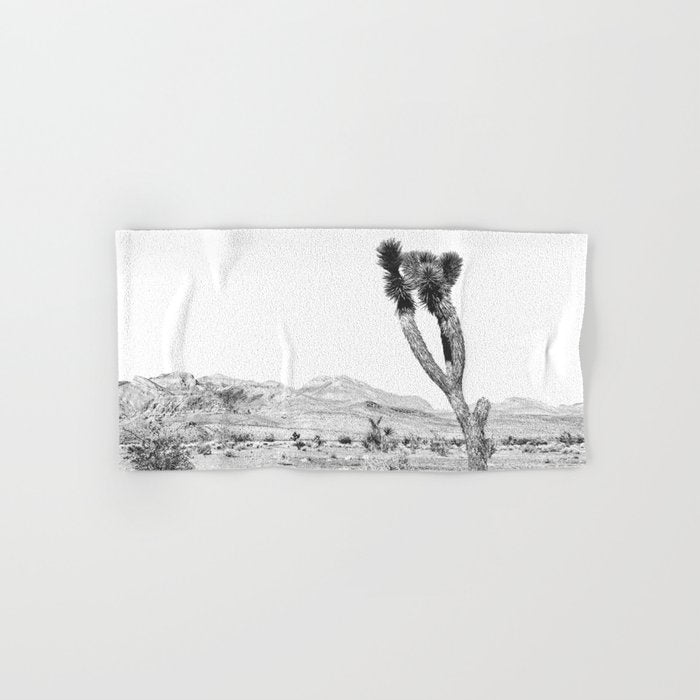 Vintage Desert Scape B&W // Cactus Nature Summer Sun Landscape Black and White Photography Bath Towel Gallery Image 1