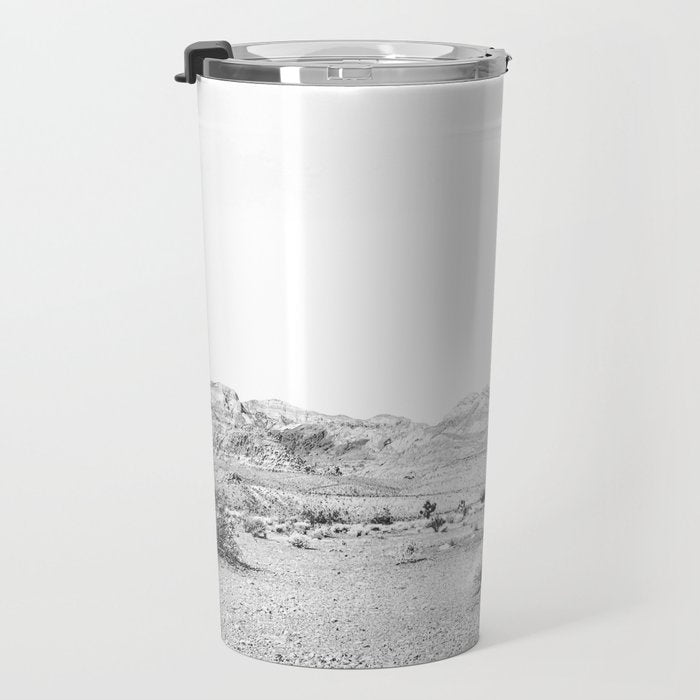 Vintage Desert Scape B&W // Cactus Nature Summer Sun Landscape Black and White Photography Travel Mug Gallery Image 3