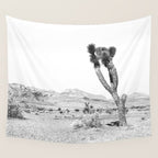 Vintage Desert Scape B&W // Cactus Nature Summer Sun Landscape Black and White Photography Wall Tapestry Gallery Image 4