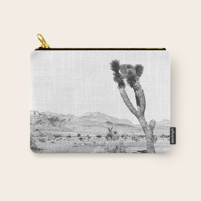 Vintage Desert Scape B&W // Cactus Nature Summer Sun Landscape Black and White Photography Carry All Pouch Gallery Image 1
