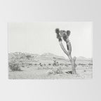 Vintage Desert Scape B&W // Cactus Nature Summer Sun Landscape Black and White Photography Rug Gallery Image 2