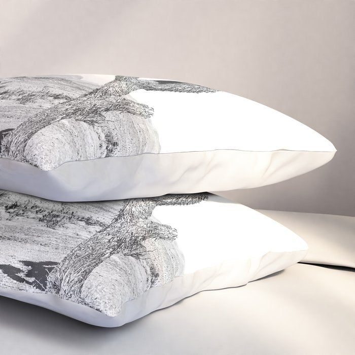 Vintage Desert Scape B&W // Cactus Nature Summer Sun Landscape Black and White Photography Pillow Sham Gallery Image 3