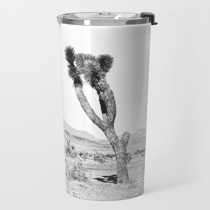 Vintage Desert Scape B&W // Cactus Nature Summer Sun Landscape Black and White Photography Travel Mug Gallery Image 2