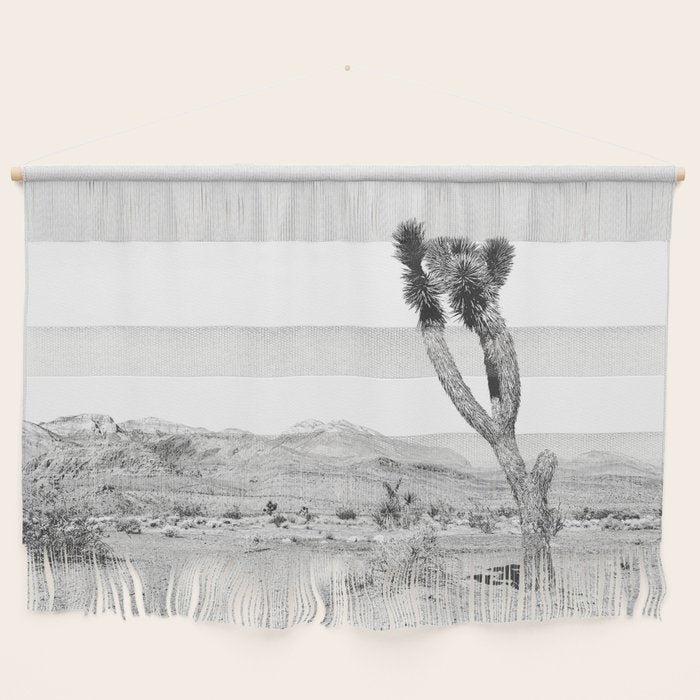 Vintage Desert Scape B&W // Cactus Nature Summer Sun Landscape Black and White Photography Wall Hanging Gallery Image 1