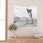 Vintage Desert Scape B&W // Cactus Nature Summer Sun Landscape Black and White Photography Wall Tapestry Gallery Image 2