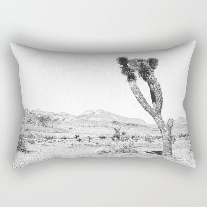Vintage Desert Scape B&W // Cactus Nature Summer Sun Landscape Black and White Photography Rectangular Pillow Gallery Image 2