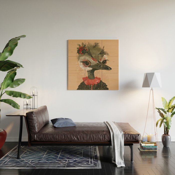 Festive Ostrich Wood Wall Art Gallery Image 2