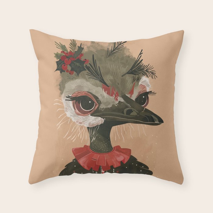 Festive Ostrich Throw Pillow Gallery Image 6