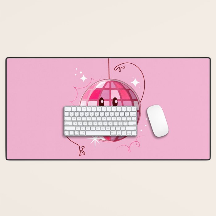 Smiley Pink Disco Ball Desk Mat Gallery Image 1