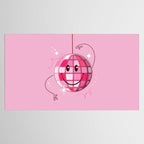 Smiley Pink Disco Ball Tablecloth Gallery Image 2