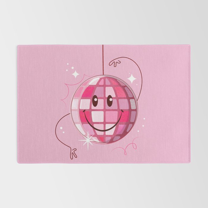 Smiley Pink Disco Ball Rug Gallery Image 2