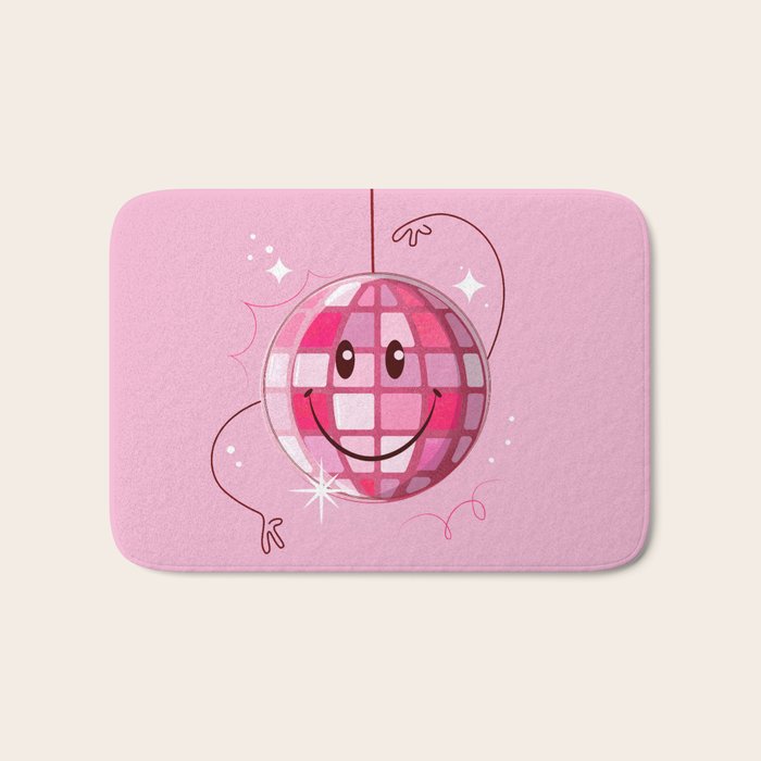 Smiley Pink Disco Ball Bath Mat Gallery Image 1