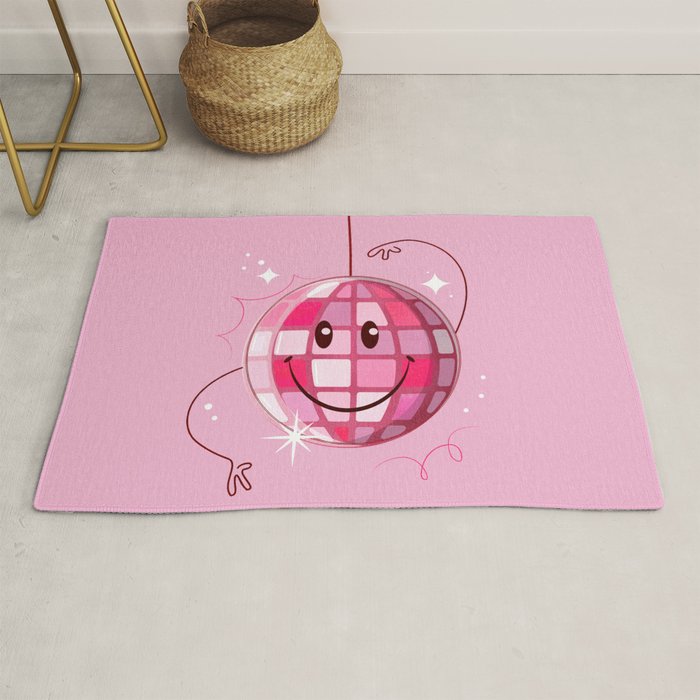 Smiley Pink Disco Ball Rug Gallery Image 1