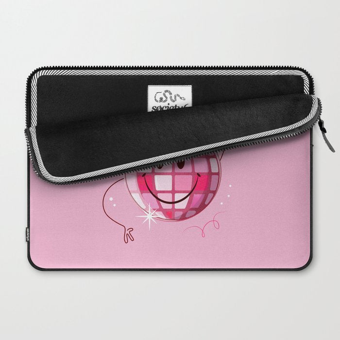 Smiley Pink Disco Ball Laptop Sleeve Gallery Image 2