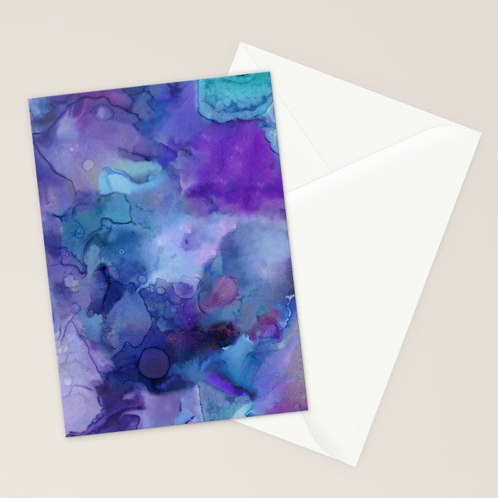 Abstract Colorful Purple Watercolor Stationery Card Gallery Image 2