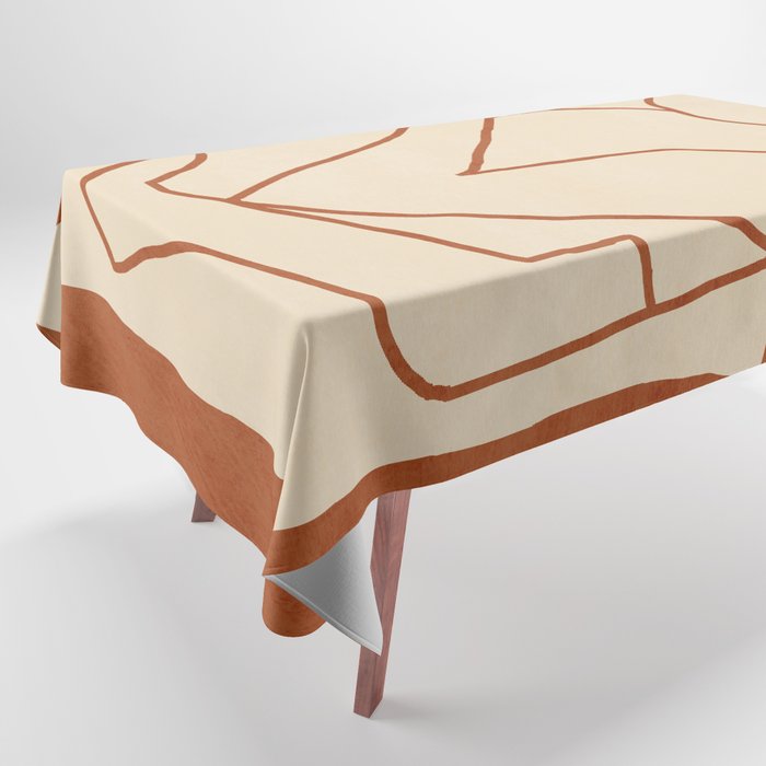 Abstract line art 2 Terracotta 2 Tablecloth Gallery Image 1