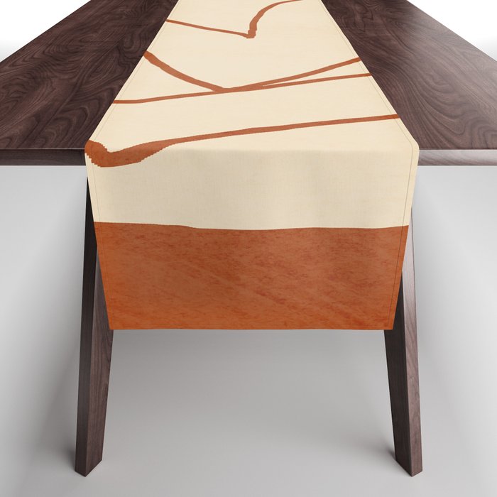 Abstract line art 2 Terracotta 2 Table Runner Gallery Image 1