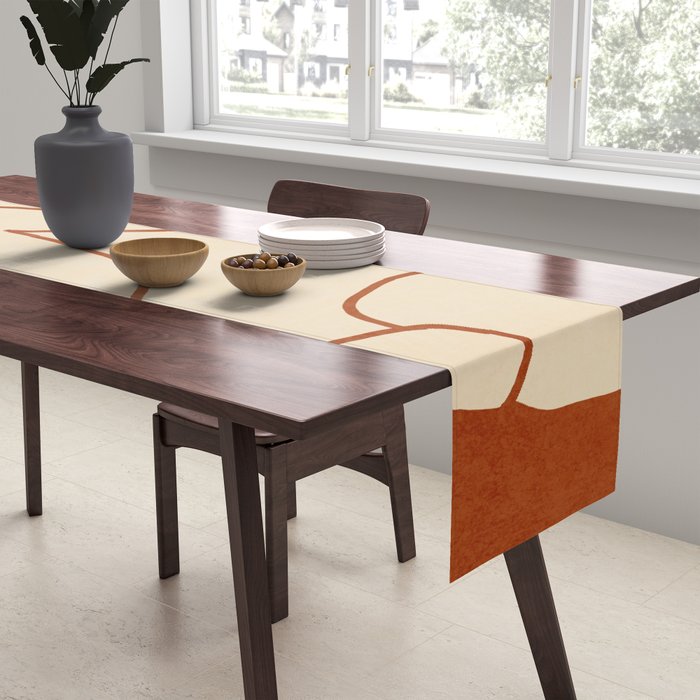 Abstract line art 2 Terracotta 2 Table Runner Gallery Image 2