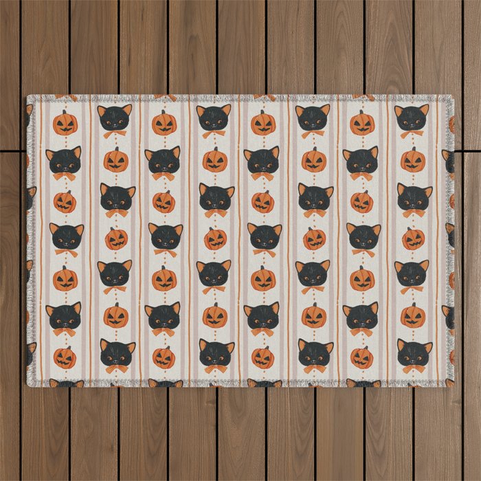 Vintage Halloween Kittens Outdoor Rug Gallery Image 1