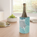 Dahlia Floral Blooms in Teal and Gray Wine Chiller Gallery Image 4