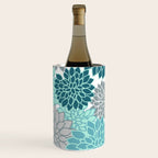 Dahlia Floral Blooms in Teal and Gray Wine Chiller Gallery Image 2