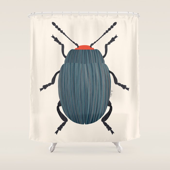 Blue and orange beetle Shower Curtain Gallery Image 1