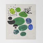 Fun Abstract Minimalist Mid Century Modern Colorful Shapes Lime Green Blue Watercolor Bubbles Throw Blanket Gallery Image 2