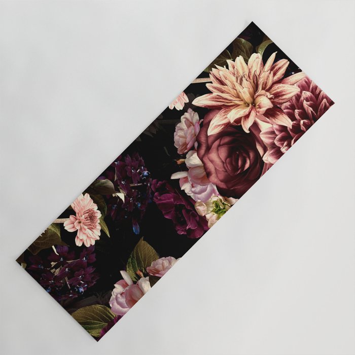 Vintage & Shabby Chic- Real Chrysanthemums Lush Midnight Flowers Botanical Garden Yoga Mat Gallery Image 1