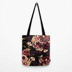 Vintage & Shabby Chic- Real Chrysanthemums Lush Midnight Flowers Botanical Garden Tote Bag Gallery Image 2