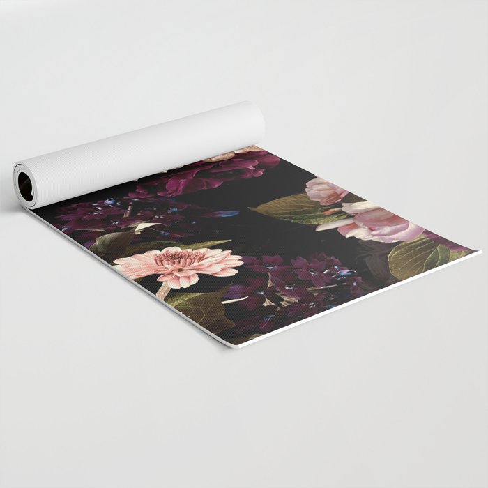 Vintage & Shabby Chic- Real Chrysanthemums Lush Midnight Flowers Botanical Garden Yoga Mat Gallery Image 2