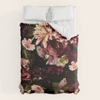 Vintage & Shabby Chic- Real Chrysanthemums Lush Midnight Flowers Botanical Garden Comforter Gallery Image 6