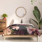 Vintage & Shabby Chic- Real Chrysanthemums Lush Midnight Flowers Botanical Garden Comforter Gallery Image 3