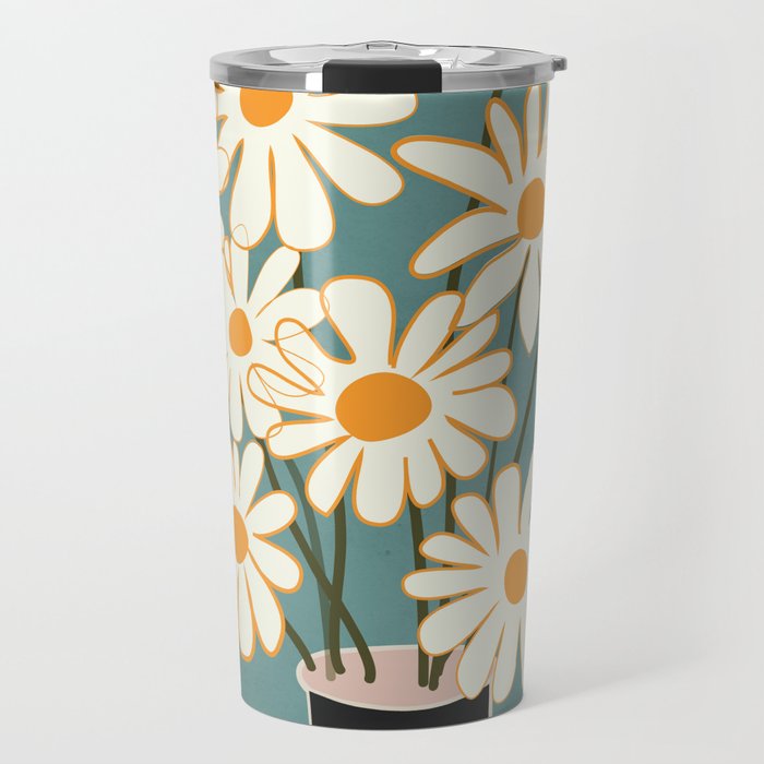 White Daisy Bouquet in Vase No. 1 Travel Mug Gallery Image 1