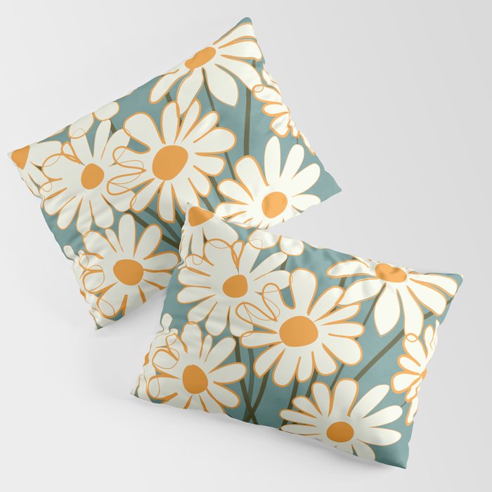 White Daisy Bouquet in Vase No. 1 Pillow Sham Gallery Image 3