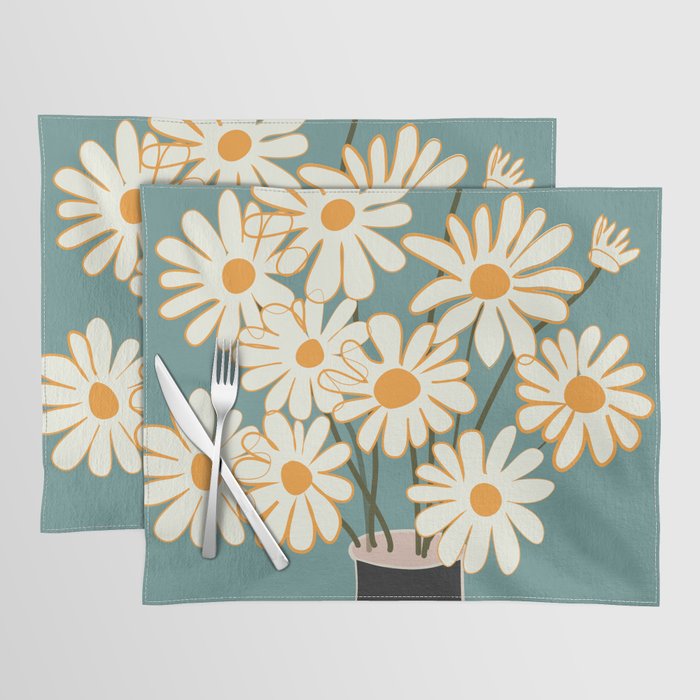 White Daisy Bouquet in Vase No. 1 Placemat Gallery Image 1