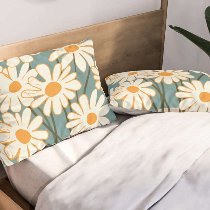 White Daisy Bouquet in Vase No. 1 Pillow Sham Gallery Image 2