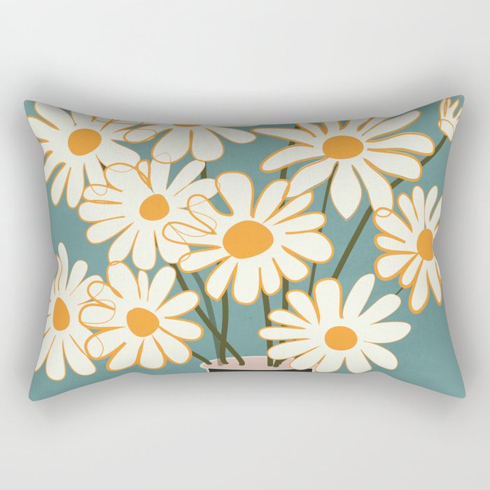 White Daisy Bouquet in Vase No. 1 Rectangular Pillow Gallery Image 2