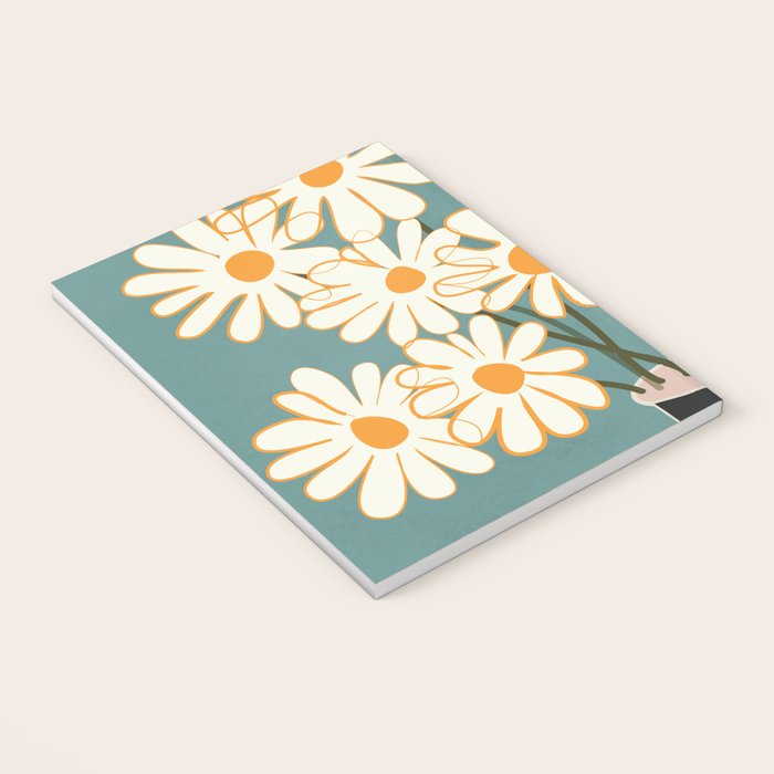 White Daisy Bouquet in Vase No. 1 Notebook Gallery Image 3