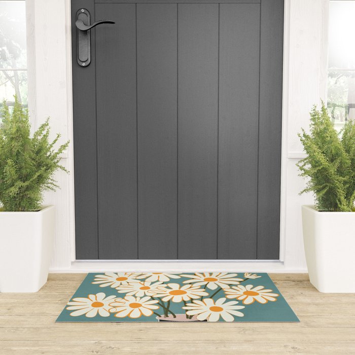 White Daisy Bouquet in Vase No. 1 Welcome Mat Gallery Image 3