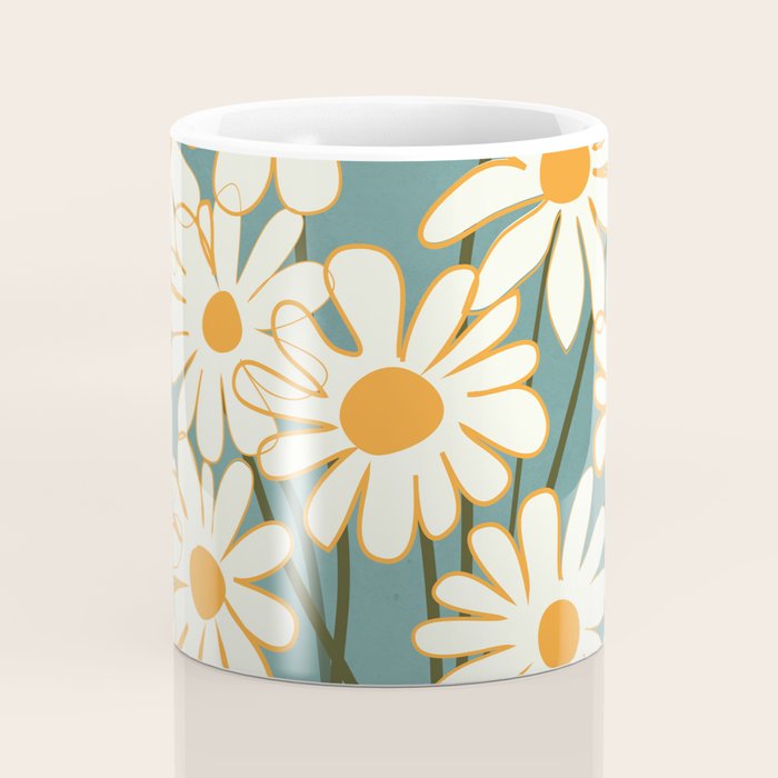 White Daisy Bouquet in Vase No. 1 Coffee Mug Gallery Image 4