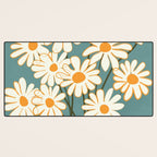 White Daisy Bouquet in Vase No. 1 Desk Mat Gallery Image 3
