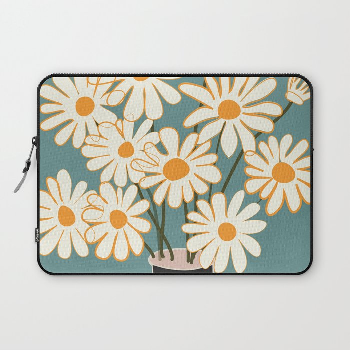 White Daisy Bouquet in Vase No. 1 Laptop Sleeve Gallery Image 1