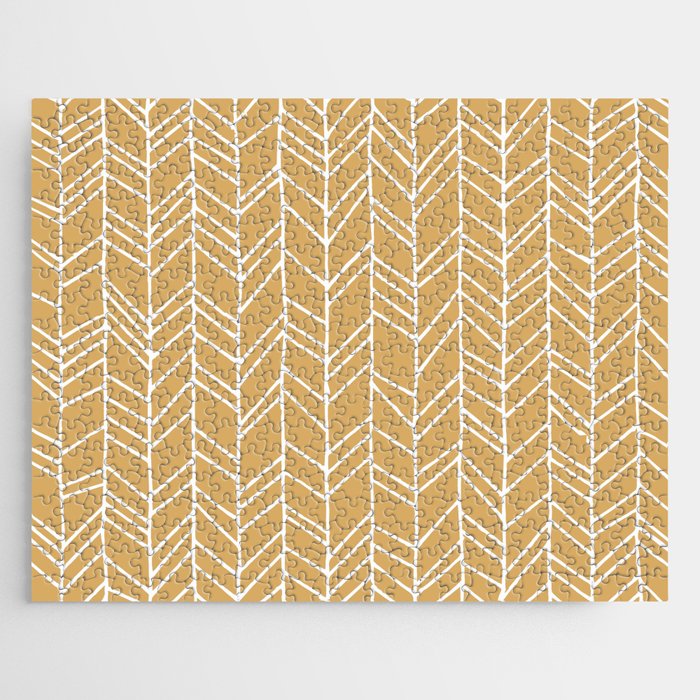 Rustic Herringbone in Mustard Yellow Jigsaw Puzzle Gallery Image 1