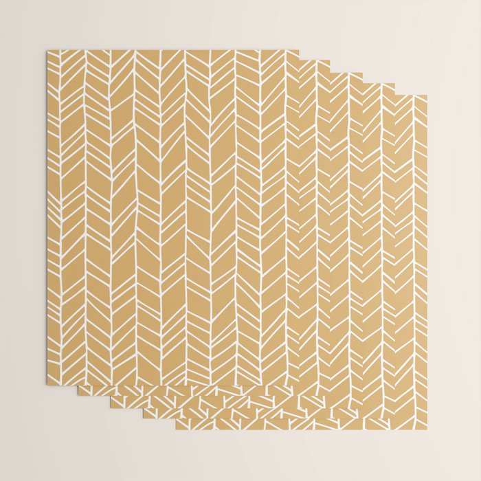 Rustic Herringbone in Mustard Yellow Wrapping Paper Gallery Image 3