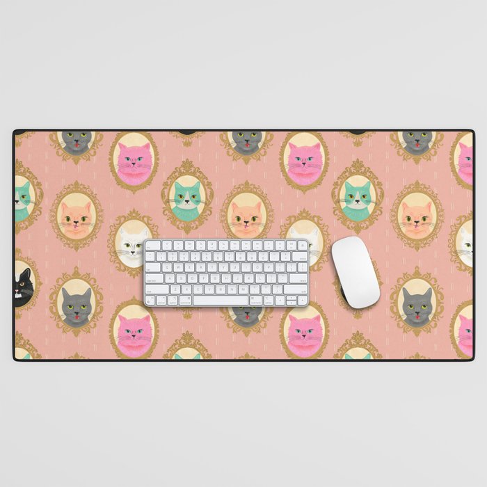 Cat Cameos - Cute Kitty Portraits Desk Mat Gallery Image 1