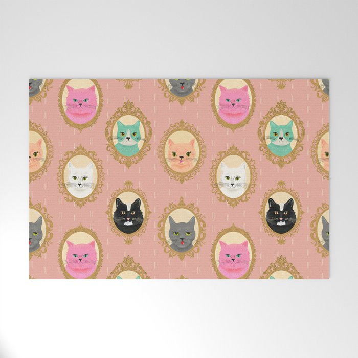 Cat Cameos - Cute Kitty Portraits Welcome Mat Gallery Image 1