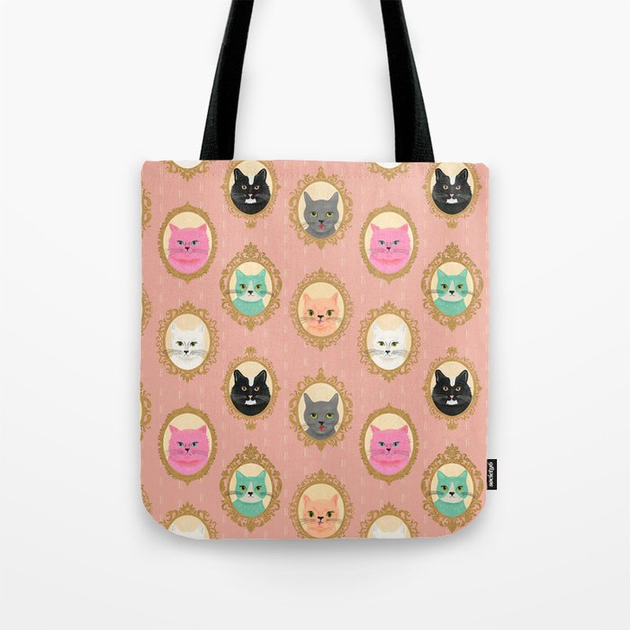 Cat Cameos - Cute Kitty Portraits Tote Bag Gallery Image 1