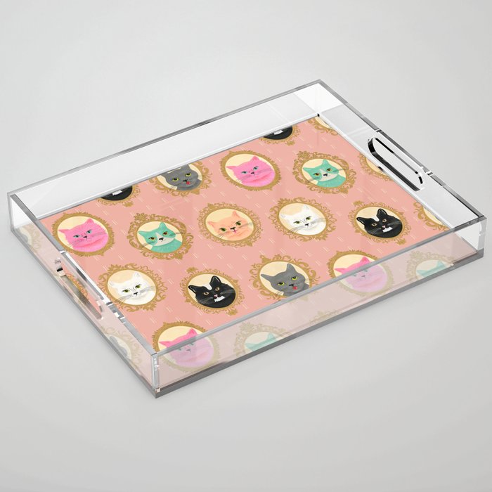 Cat Cameos - Cute Kitty Portraits Acrylic Tray Gallery Image 1